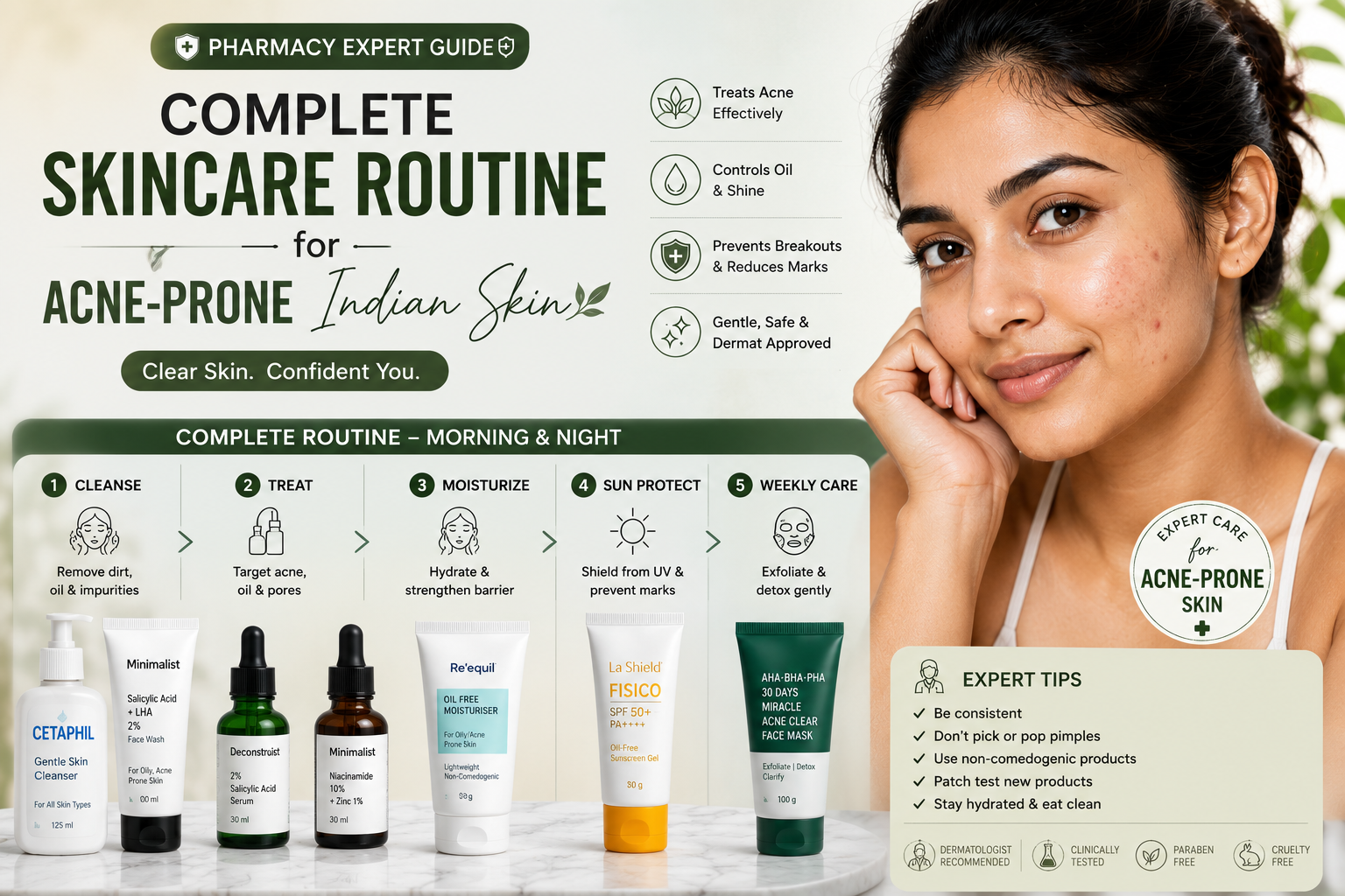 Complete Skincare Routine for Acne-Prone Indian Skin – Pharmacy Expert Guide