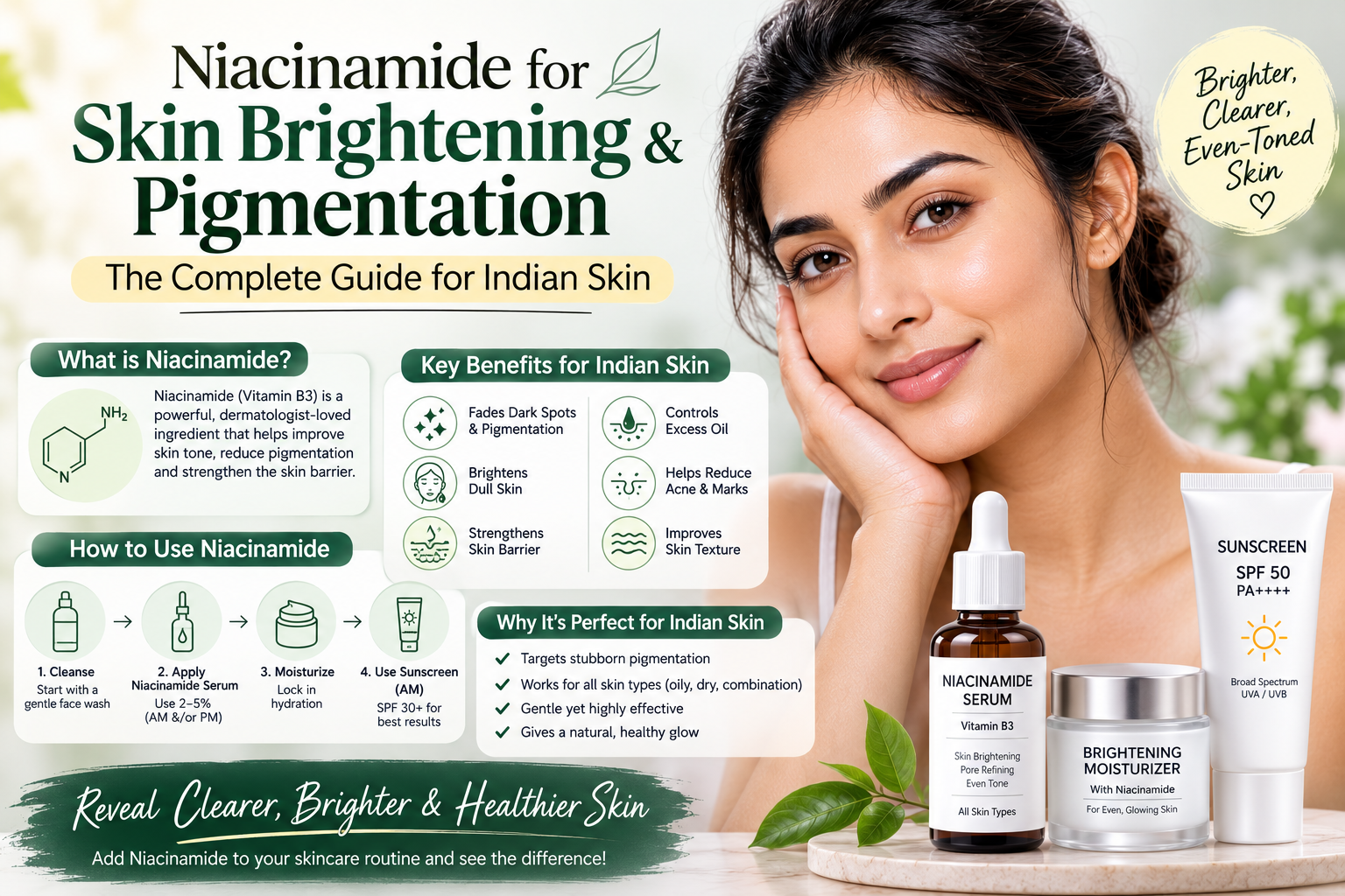 Niacinamide for Skin Brightening & Pigmentation – The Complete Guide for Indian Skin