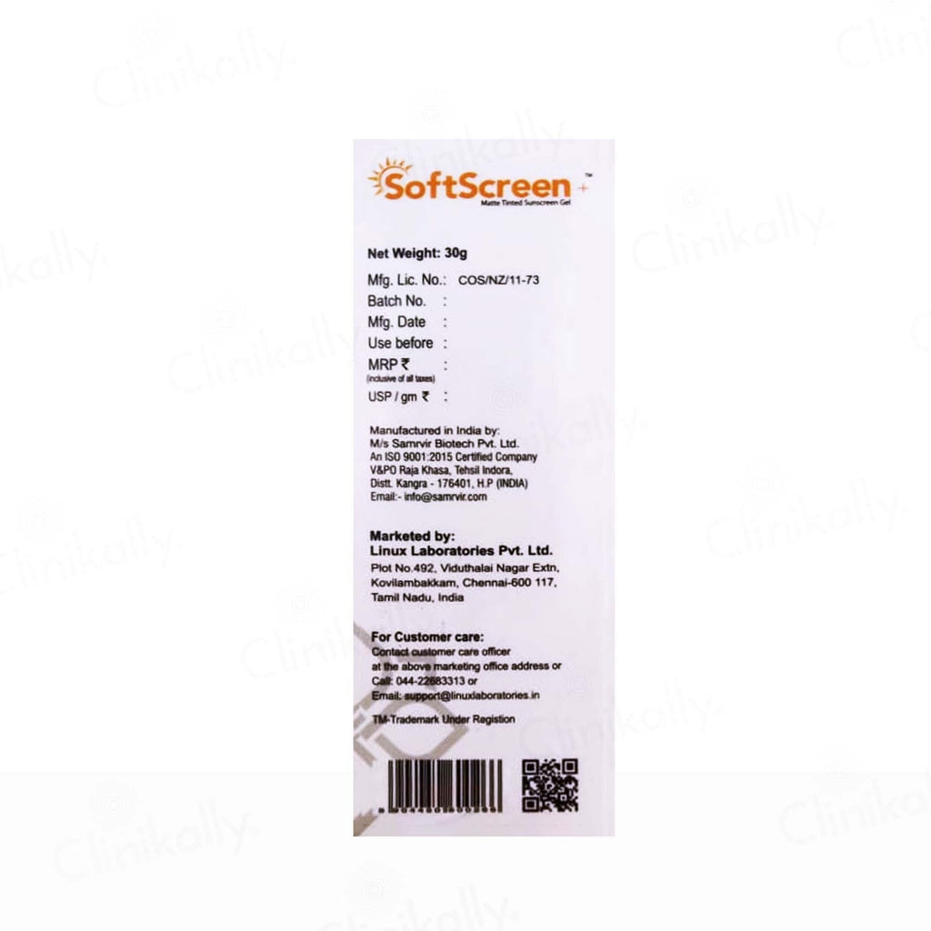 Softscreen+ Matte Tinted Sunscreen Gel SPF 50+ PA+++