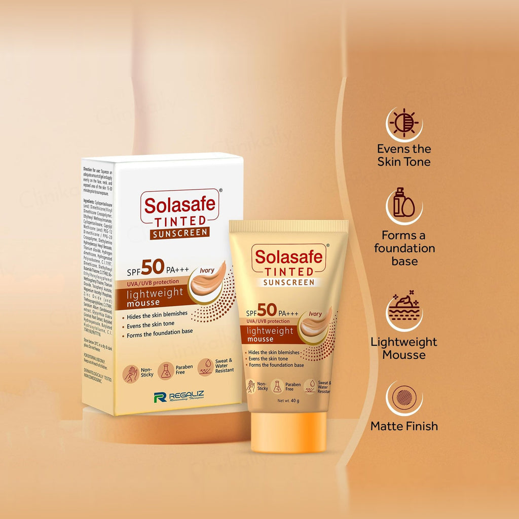 Solasafe Tinted Lightweight Mousse Sunscreen SPF 50 PA+++ (Ivory)