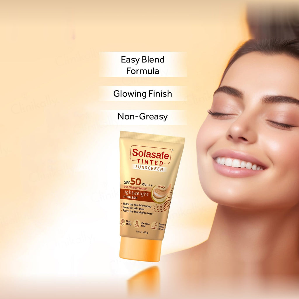Solasafe Tinted Lightweight Mousse Sunscreen SPF 50 PA+++ (Ivory)