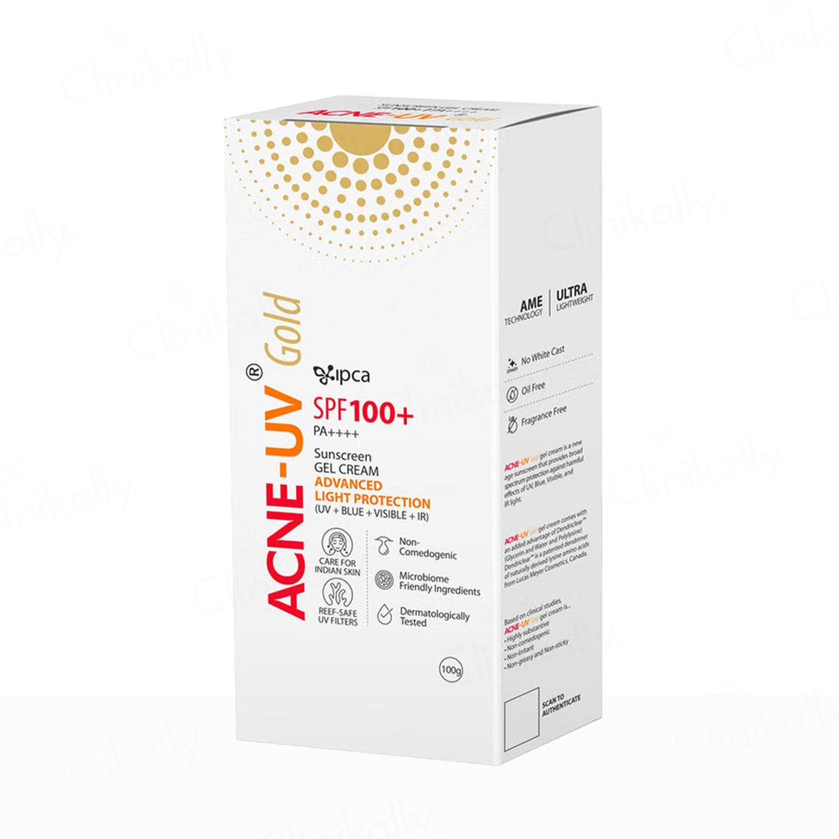 Acne-UV Gold Sunscreen Gel Cream SPF 100+ PA++++